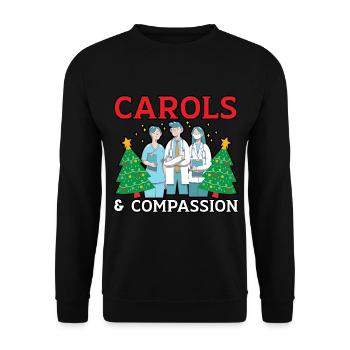 Carols & Compassion Krankenschwester Weihnachten - Unisex Pullover - Schwarz - Vorne - Alina (178cm) & Michal (187cm)