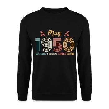 May 1950 Anniversary May 1950 Retro - Unisex Sweatshirt - black - Front - Alina (178cm) & Michal (187cm)