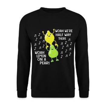 Lemon On A Pear | Funny Foodie Lyric meme tshirt w - Unisex Pullover - Schwarz - Vorne - Alina (178cm) & Michal (187cm)