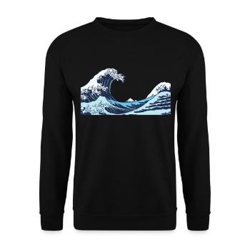 Kanagawa Waves Aesthetic Japanese Art Great Wave - Unisex Sweatshirt - black - Front - Alina (178cm) & Michal (187cm)
