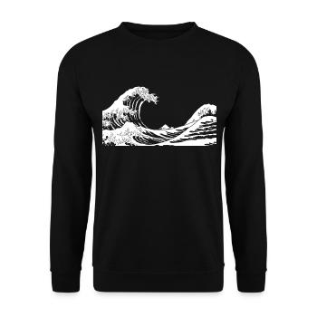 Kanagawa Waves Aesthetic Japanese Art Great Wave - Unisex Sweatshirt - black - Front - Alina (178cm) & Michal (187cm)