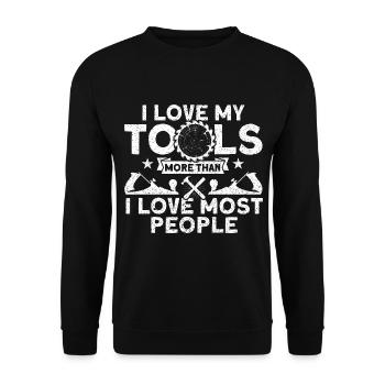 J’adore mes outils charpentier - Sweat-shirt Unisexe - noir - Devant - Alina (178cm) & Michal (187cm)