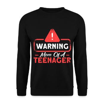 Avertissement Mère de la famille d’un adolescent - Sweat-shirt Unisexe - noir - Devant - Alina (178cm) & Michal (187cm)