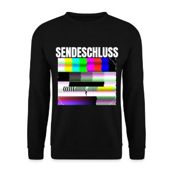 Testbild Röhrenbildschirm Testbild Sendepause 80s - Unisex Pullover - Schwarz - Vorne - Alina (178cm) & Michal (187cm)