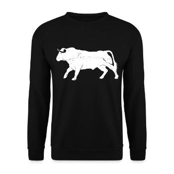 Bull Bovine Art Silhouette Wildtierliebhaber - Unisex Pullover - Schwarz - Vorne - Alina (178cm) & Michal (187cm)