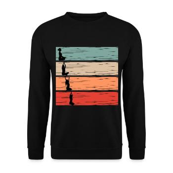 Méditation Meditieren Yoga rétro Design - Sweat-shirt Unisexe - noir - Devant - Alina (178cm) & Michal (187cm)