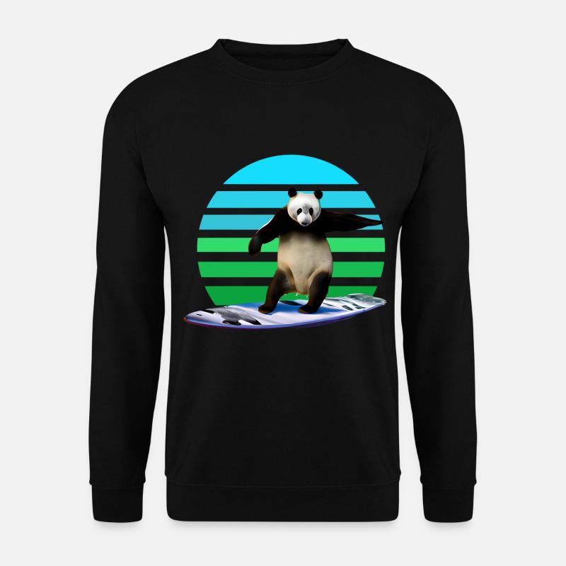 Panda Surfer - Unisex Pullover - Schwarz