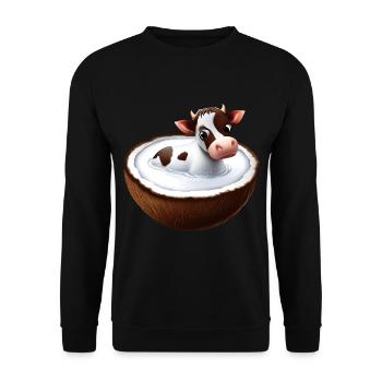 Cow in coconut - Unisex Sweatshirt - black - Front - Alina (178cm) & Michal (187cm)