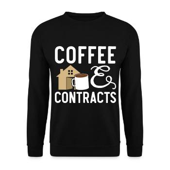 Café & Contrats Courtiers en maison Agents immobiliers - Sweat-shirt Unisexe - noir - Devant - Alina (178cm) & Michal (187cm)