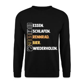 Fahrrad Rennradfahrer Rennrad - Unisex Pullover - Schwarz - Vorne - Alina (178cm) & Michal (187cm)