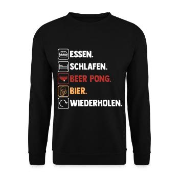 Party Bier Bierpong Beer Pong - Unisex Pullover - Schwarz - Vorne - Alina (178cm) & Michal (187cm)