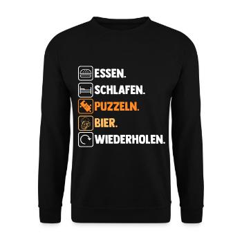 Bier Puzzlefan Puzzler Puzzleteile Puzzle - Unisex Pullover - Schwarz - Vorne - Alina (178cm) & Michal (187cm)