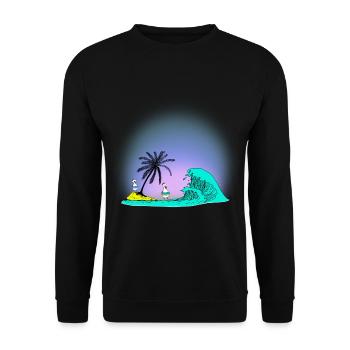 Île d’été Baignade Poulets Natation Anneau Océan Vague - Sweat-shirt Unisexe - noir - Devant - Alina (178cm) & Michal (187cm)