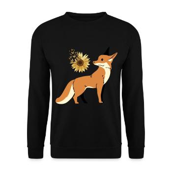 Renard, Faune, Nature sauvage, Nature, Fleur, Papillons - Sweat-shirt Unisexe - noir - Devant - Alina (178cm) & Michal (187cm)