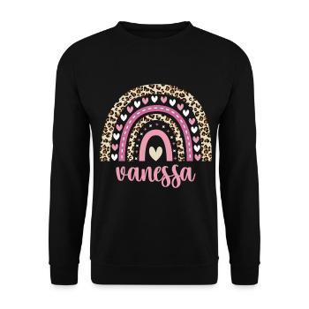 Vanessa Regenbogen Name Geburtstag Vanessa - Unisex Pullover - Schwarz - Vorne - Alina (178cm) & Michal (187cm)