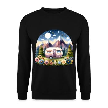Camping Camper Caravan - Unisex Sweatshirt - black - Front - Alina (178cm) & Michal (187cm)