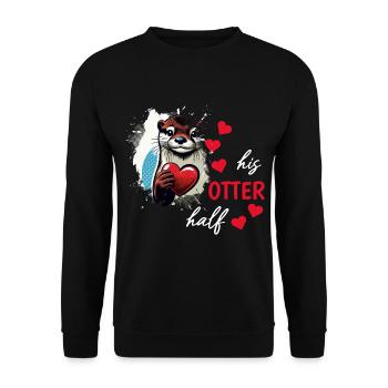 Otter Half Love Gift - Unisex Sweatshirt - black - Front - Alina (178cm) & Michal (187cm)