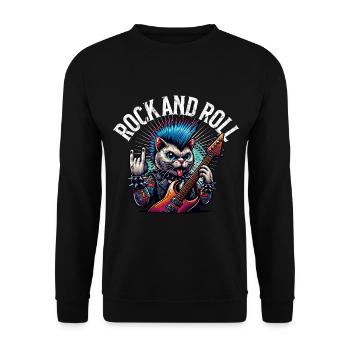 Cat Guitariste de Rock and Roll - Sweat-shirt Unisexe - noir - Devant - Alina (178cm) & Michal (187cm)