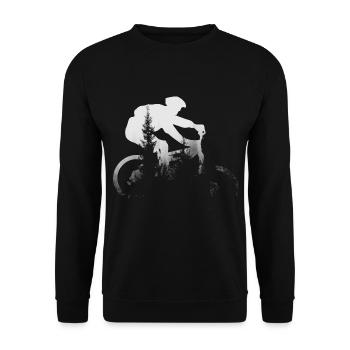 Men's bike with MTB and road bike at the Zoll Mountains - Unisex Sweatshirt - black - Front - Alina (178cm) & Michal (187cm)