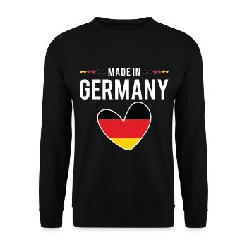 Made in Germany, Deutsche Flagge Herz, Männer Frauen Kinder - Unisex Pullover - Schwarz - Vorne - Alina (178cm) & Michal (187cm)