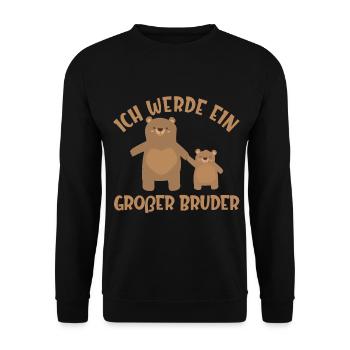 Bruder Schwester Baby Geburt Geschenk Idee Bär - Unisex Pullover - Schwarz - Vorne - Alina (178cm) & Michal (187cm)