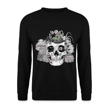 Horror Halloween Spider Skull Autumn Mushrooms - Unisex Sweatshirt - black - Front - Alina (178cm) & Michal (187cm)