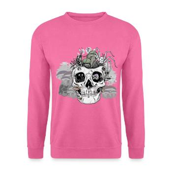 Horror Halloween Spider Skull Autumn Mushrooms - Unisex Sweatshirt - pink - Front