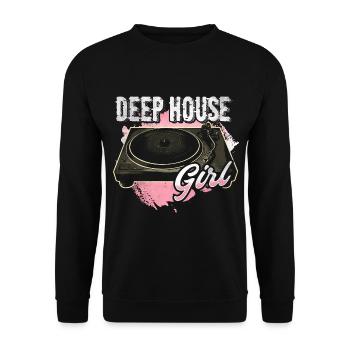 Deep House Musik Girl Disc Jockey - Unisex Pullover - Schwarz - Vorne - Alina (178cm) & Michal (187cm)