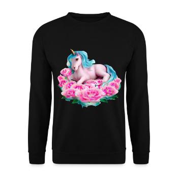 Licorne dans les roses - Sweat-shirt Unisexe - noir - Devant - Alina (178cm) & Michal (187cm)