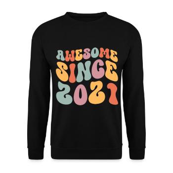 2021 Vintage Birthday Groovy Vintage Retro - Unisex Sweatshirt - black - Front - Alina (178cm) & Michal (187cm)