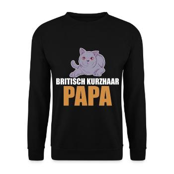 Britisch Kurzhaar Katze - Unisex Pullover - Schwarz - Vorne - Alina (178cm) & Michal (187cm)