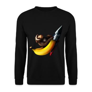 Rocket Banana Monkey Astronaut - Unisex Sweatshirt - black - Front - Alina (178cm) & Michal (187cm)