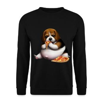 Pizza Lover Beagle Dog - Unisex Sweatshirt - black - Front - Alina (178cm) & Michal (187cm)
