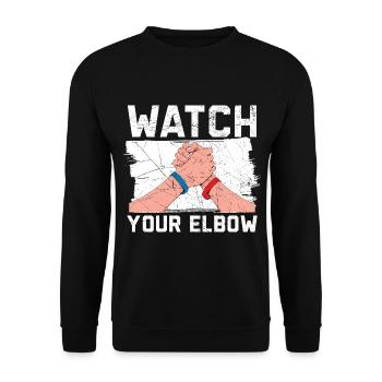 Pass auf deinen Ellbogen auf Arm Wrestling Arm Wre - Unisex Pullover - Schwarz - Vorne - Alina (178cm) & Michal (187cm)