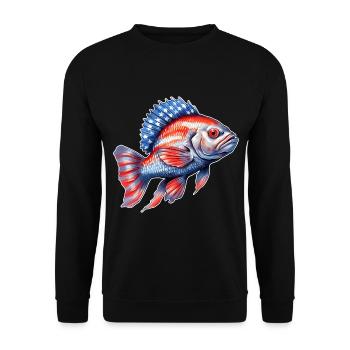 USA Perch Fishing Tshirt - Unisex Sweatshirt - black - Front - Alina (178cm) & Michal (187cm)