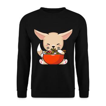 Fennec Fox mange des nouilles ramen Fennec Renards - Sweat-shirt Unisexe - noir - Devant - Alina (178cm) & Michal (187cm)