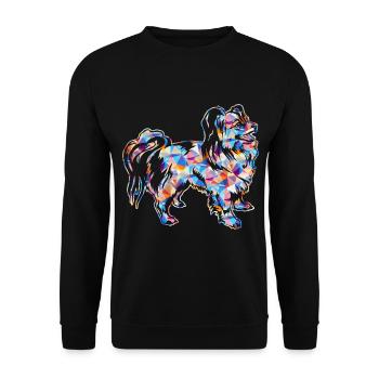 Papillon Dog Geometric - Unisex Sweatshirt - black - Front - Alina (178cm) & Michal (187cm)