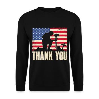 Thank you - Unisex Sweatshirt - black - Front - Alina (178cm) & Michal (187cm)