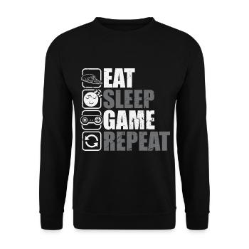 Eat Sleep Game Repeat Gamer Zocker - Unisex Sweatshirt - black - Front - Alina (178cm) & Michal (187cm)
