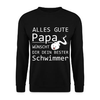 Alles Gute Papa wünscht dir dein bester Schwimmer - Unisex Pullover - Schwarz - Vorne - Alina (178cm) & Michal (187cm)
