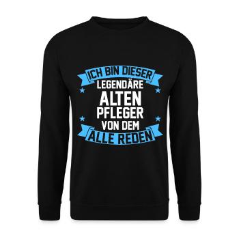 Altenpflege Pflegekraft Altenpfleger - Unisex Pullover - Schwarz - Vorne - Alina (178cm) & Michal (187cm)
