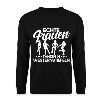 Line Dance Tänzer Stiefel Cowboy Western Tanzen - Unisex Pullover - Schwarz - Vorne - Alina (178cm) & Michal (187cm)