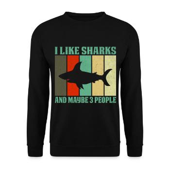 I Like Sharks - Unisex Pullover - Schwarz - Vorne - Alina (178cm) & Michal (187cm)