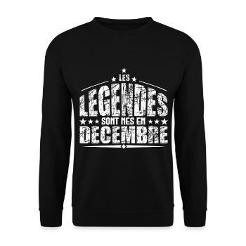 Décembre | les Légendes sont nés en Décembre Anniv - Sweat-shirt Unisexe - noir - Devant - Alina (178cm) & Michal (187cm)