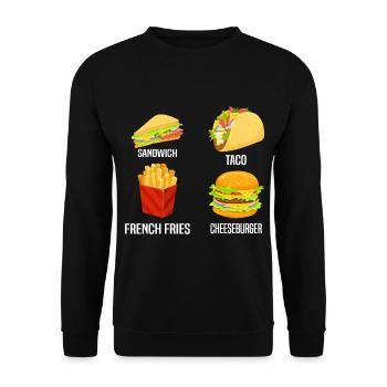 Sandwich Taco French Fries Cheeseburger - Unisex Pullover - Schwarz - Vorne - Alina (178cm) & Michal (187cm)