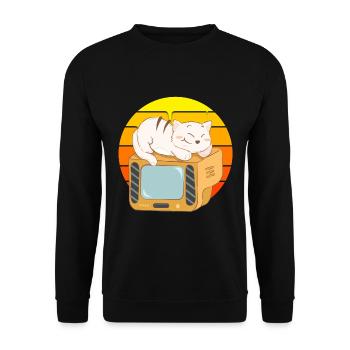 Cat Tv Sunset - Unisex Sweatshirt - black - Front - Alina (178cm) & Michal (187cm)