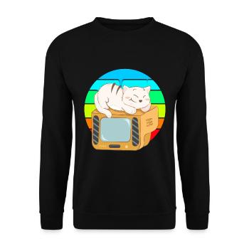 Cat Tv Sunset - Unisex Sweatshirt - black - Front - Alina (178cm) & Michal (187cm)