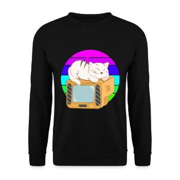 Cat Tv Sunset - Unisex Sweatshirt - black - Front - Alina (178cm) & Michal (187cm)