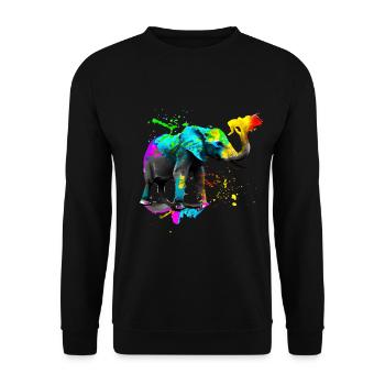 Safari Art Éléphant - Sweat-shirt Unisexe - noir - Devant - Alina (178cm) & Michal (187cm)