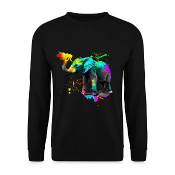 Safari Art Éléphant - Sweat-shirt Unisexe - noir - Devant - Alina (178cm) & Michal (187cm)